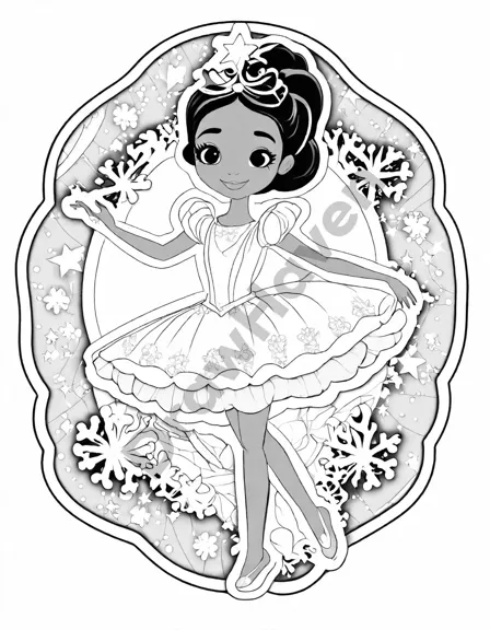 coloring page of the dance of the sugar plum fairy from the nutcracker ballet in black and white