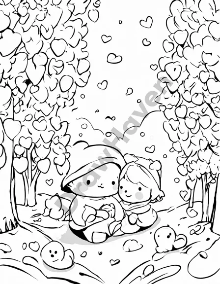 vineyard through changing seasons coloring book page in black and white