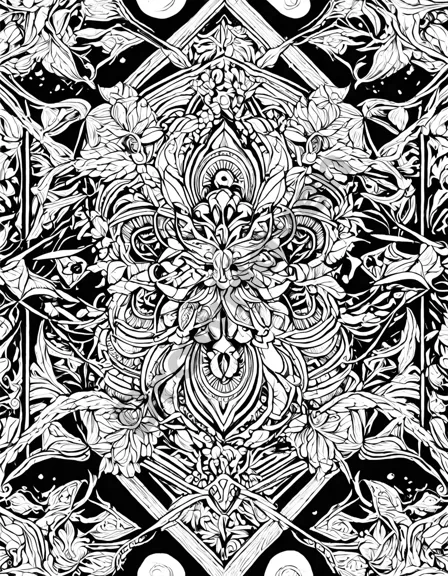 intricate geometric coloring book design with mesmerizing patterns for a meditative coloring experience in black and white