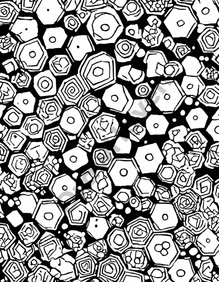 kaleidoscopic geometric dream coloring page with intricate shapes in swirling colors for a meditative and intricate art experience in black and white
