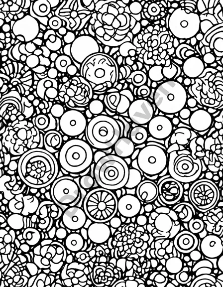 groovy pop art patterns coloring book page from the sixties in black and white