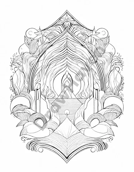 harmony in abstract coloring book design with intricate abstract shapes and forms for stress relief and creative relaxation in black and white