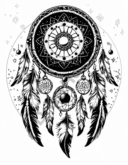 dream catchers filtering nightmares for peaceful dreams coloring page in black and white