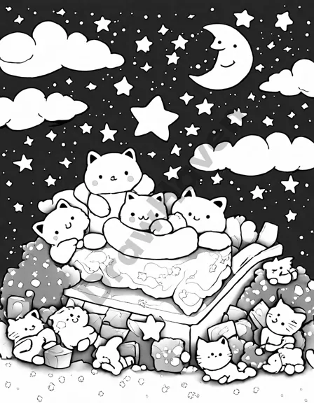 coloring book page featuring 'twinkle twinkle little star' theme with smiling star and crescent moon in black and white