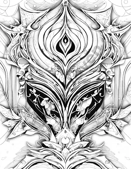 captivating coloring book page featuring abstract shapes and vibrant hues in black and white