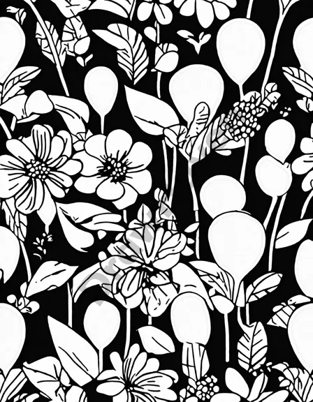 intricate art deco coloring page with geometric patterns and bold florals, inviting creativity and a journey to the roaring twenties in black and white