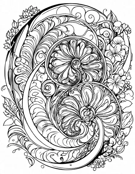 calmness in nature's spirals intricate design featuring mesmerizing patterns inspired by nature's beauty, perfect for a calming coloring experience in black and white
