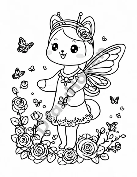 coloring book page featuring butterflies and flowers with detailed patterns and morning dew in black and white