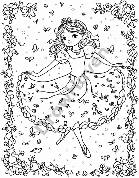 magical ballet slippers coloring page with mystical energy swirls and intricate designs in black and white