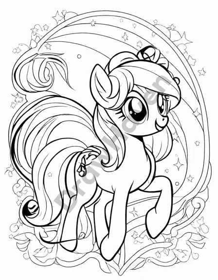 my little pony mane six coloring page, featuring twilight sparkle, fluttershy, pinkie pie, applejack, rarity, and rainbow dash in black and white
