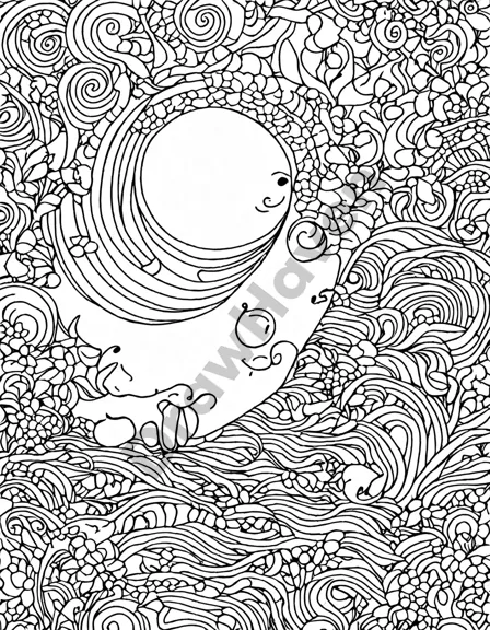 flowing lines of mindfulness coloring page for serene escape, intricate designs for stress relief and calm meditative moments in black and white