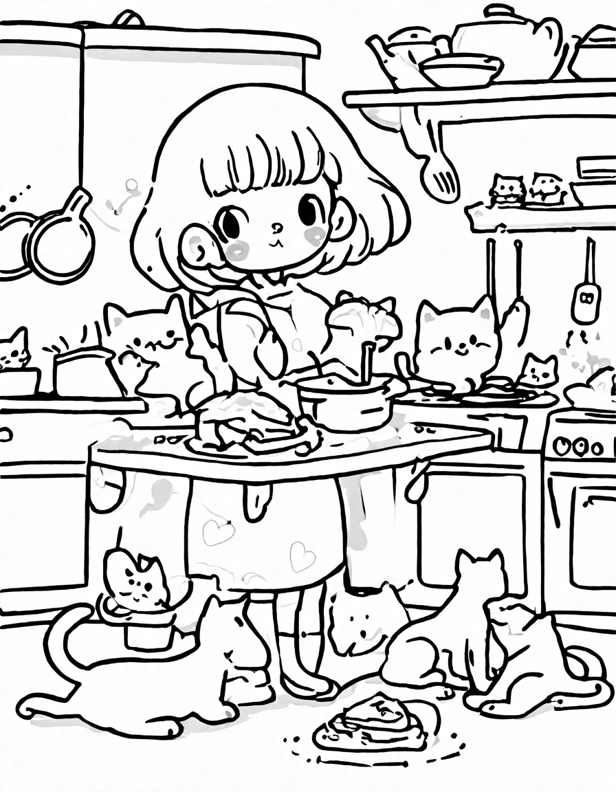 coloring page for pet owners to create delectable treats for their furry friends in black and white