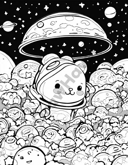 galactic wonders: a tour through the cosmos coloring book showcasing nebulas, saturn's rings, comets, galaxies, and distant planets for all ages in black and white