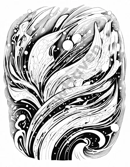 vibrant abstract modern art meltdown coloring page with expressive shapes and a kaleidoscope of colors in black and white