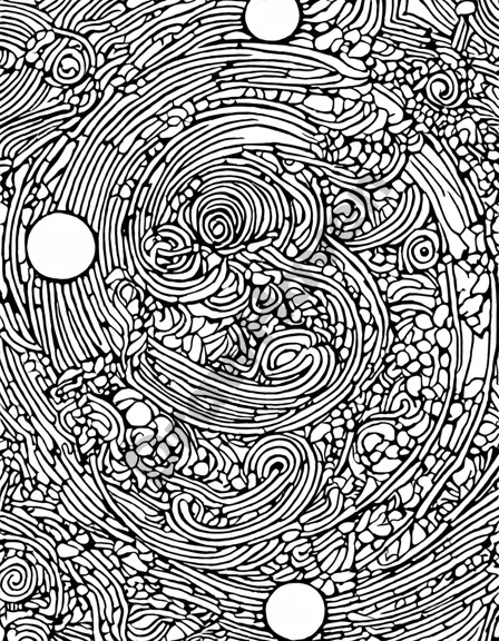intricate coloring page, echoes of abstract thought, featuring flowing lines and blank spaces, inviting exploration and expression of inner emotions and ideas in black and white