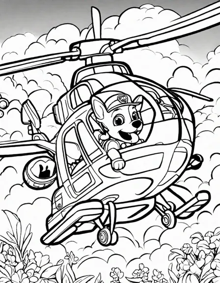 paw patrol's skye helicopter coloring book adventure for kids in black and white