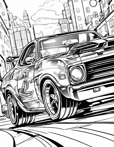 custom cars showdown coloring page featuring an array of unique race cars and trucks in black and white