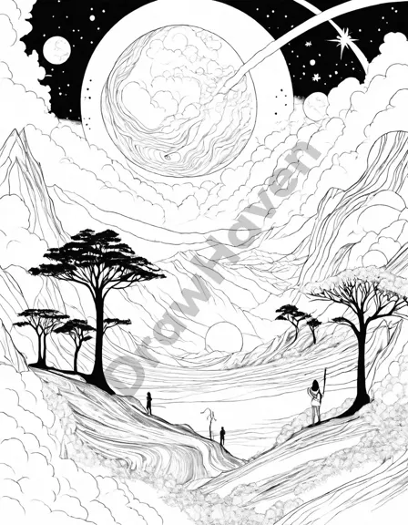 explore the ethereal beauty of venus in this celestial coloring page, capturing its swirling clouds and golden hues in black and white