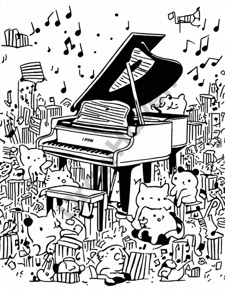 bold black and white piano keys invite coloring for a creative musical masterpiece in black and white