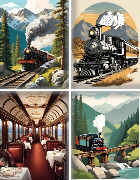 Coloring page collection thumbnail Train Adventures in color
