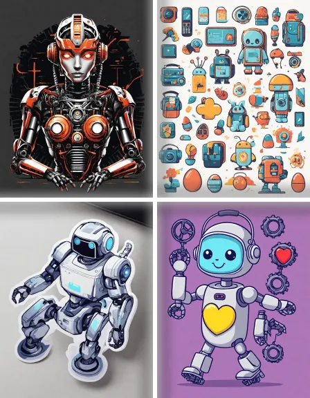 Coloring page collection thumbnail Robots and Gadgets in color