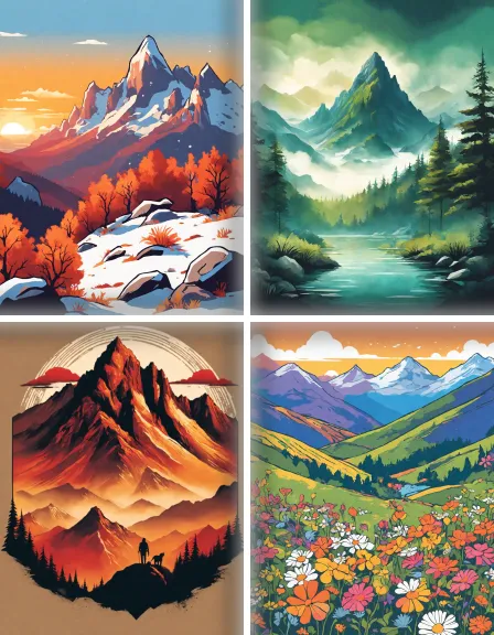 Coloring page collection thumbnail Majestic Mountains in color
