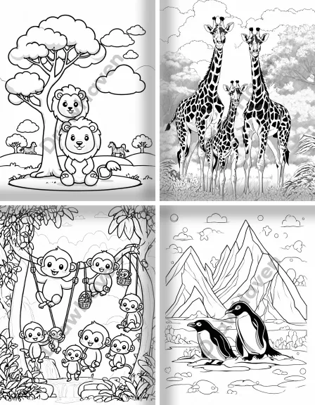 Coloring page collection thumbnail Zoo Visit in black and white