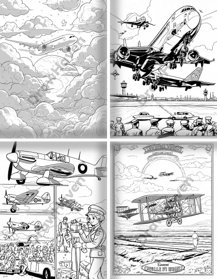 Coloring page collection thumbnail Airplanes and Airports in black and white