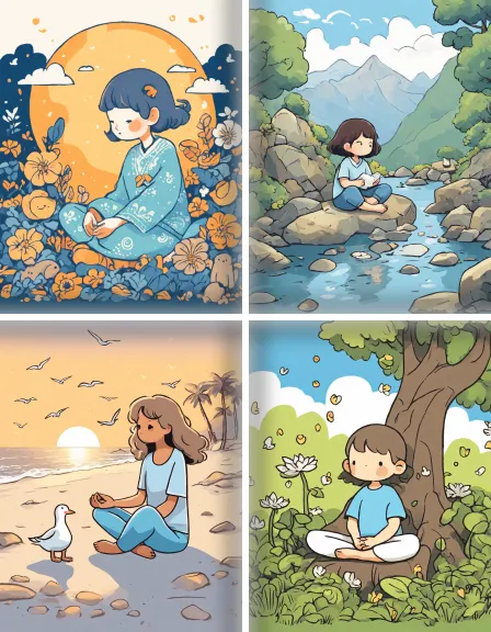 Coloring page collection thumbnail Yoga and Meditation in color