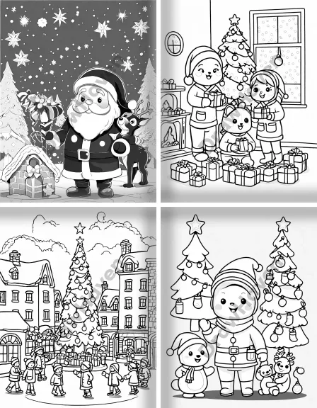 Coloring page collection thumbnail Christmas Magic in black and white