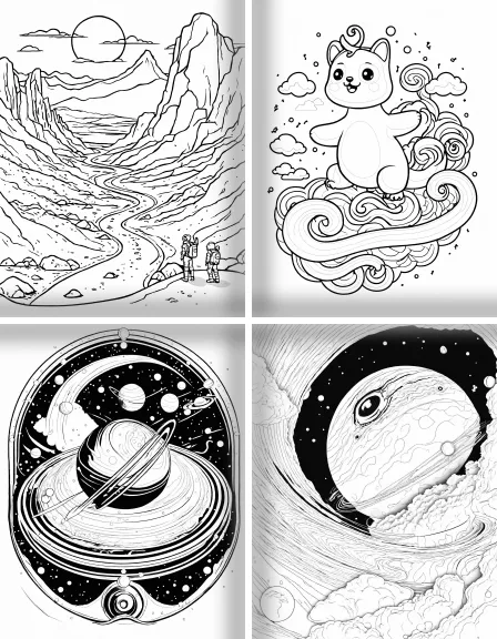 Coloring page collection thumbnail Solar System in black and white