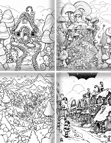 Coloring page collection thumbnail Candy Land in black and white