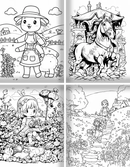 Coloring page collection thumbnail Nursery Rhymes in black and white