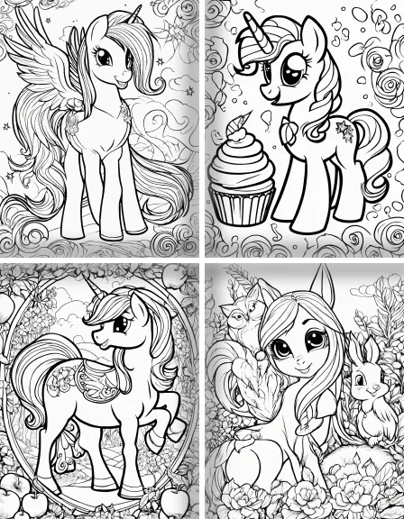 Coloring page collection thumbnail My Little Pony in black and white