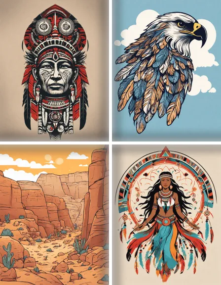 Coloring page collection thumbnail Native American Art in color