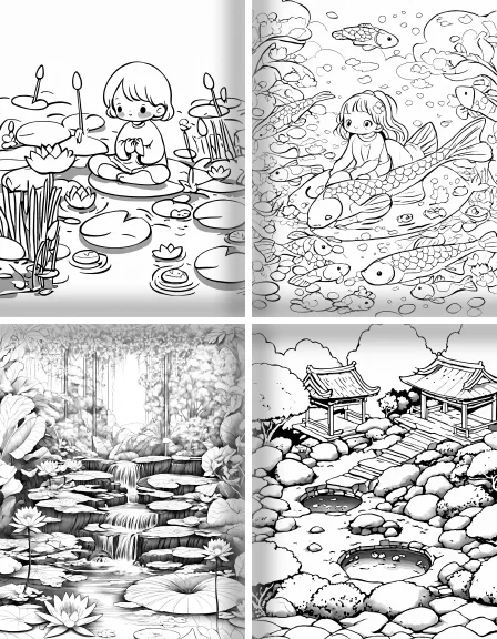 Coloring page collection thumbnail Zen and Harmony in black and white