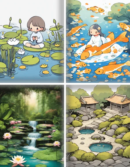 Coloring page collection thumbnail Zen and Harmony in color