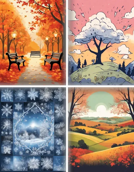 Coloring page collection thumbnail Weather and Seasons in color