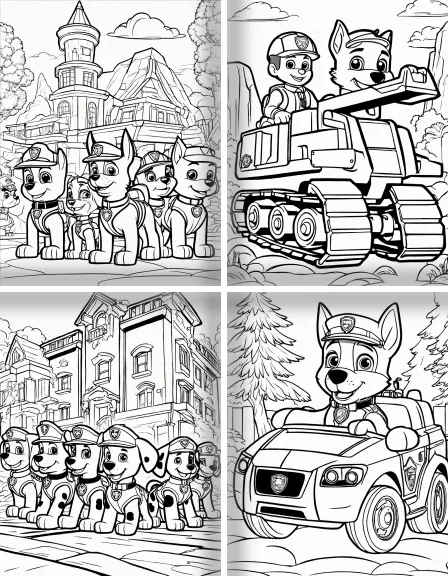 Coloring page collection thumbnail Paw Patrol in black and white