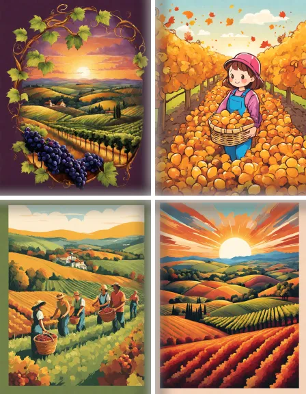 Coloring page collection thumbnail Wine and Vineyards in color