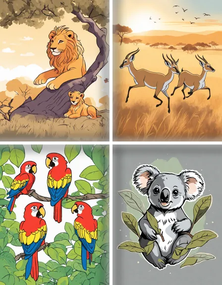 Coloring page collection thumbnail Exotic Wildlife in color