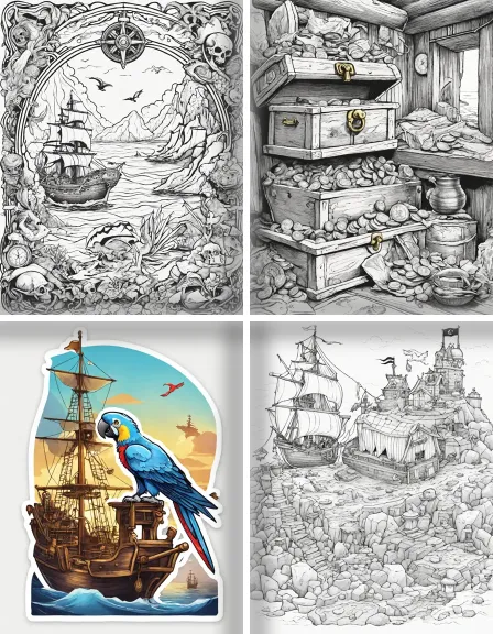 Coloring page collection thumbnail Pirate Treasures in color
