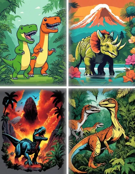 Coloring page collection thumbnail Dinosaur Adventures in color