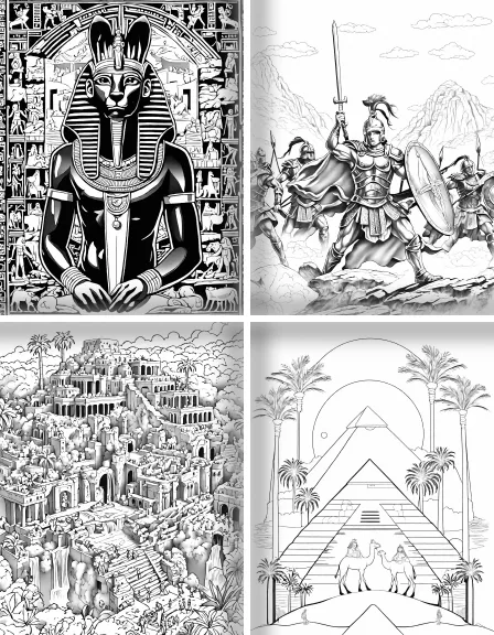 Coloring page collection thumbnail Ancient Civilizations in black and white