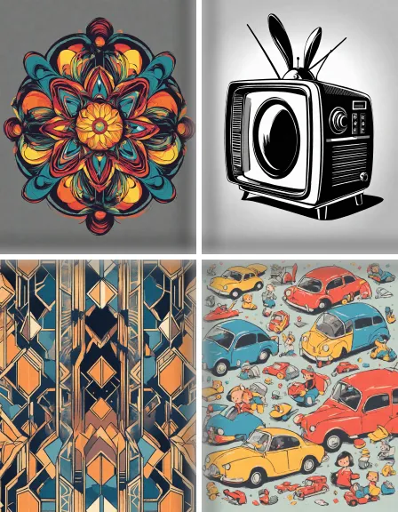 Coloring page collection thumbnail Retro and Vintage in color