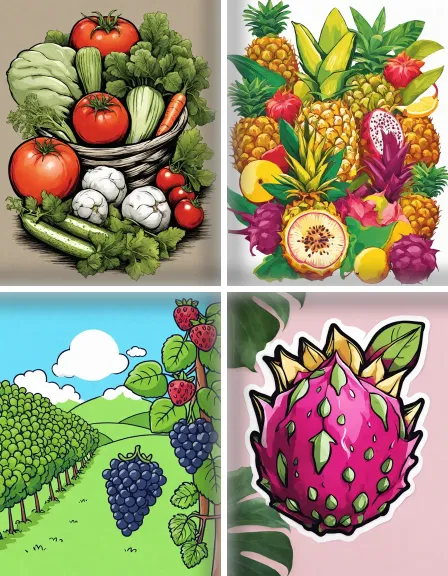 Coloring page collection thumbnail Fruits and Vegetables in color