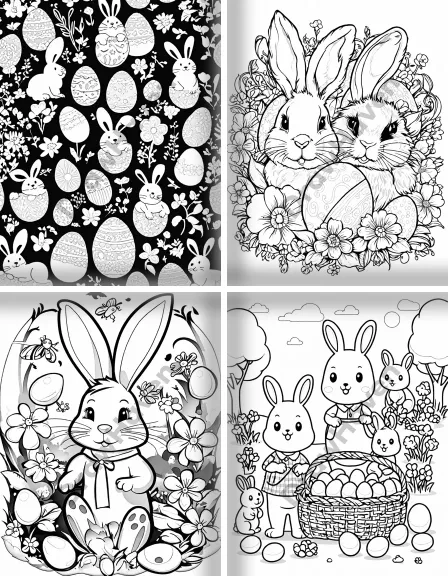 Coloring page collection thumbnail Easter Fun in black and white
