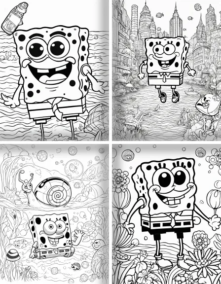 Coloring page collection thumbnail Spongebob Squarepants in black and white