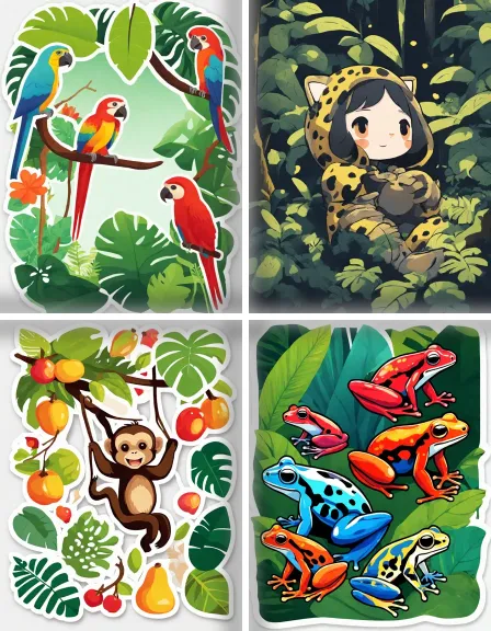 Coloring page collection thumbnail Rainforest Animals in color