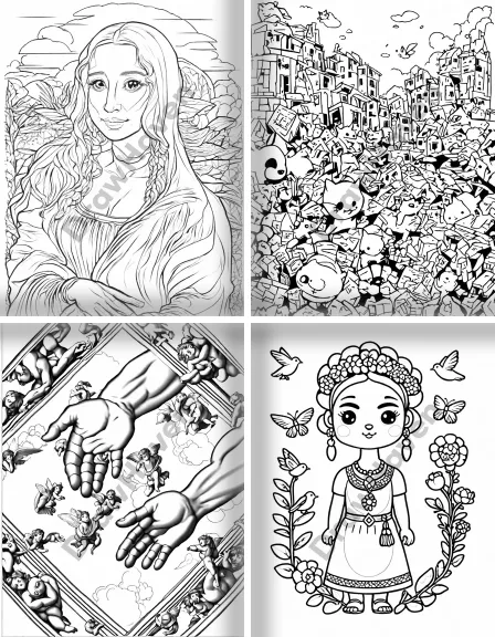 Coloring page collection thumbnail Famous Painters in black and white